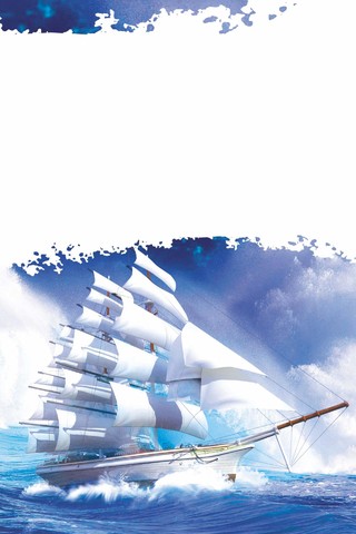 乘风破浪帆船大海励志青春梦想团队企业文化标语海报背景 